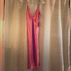 Pink satin slinky slip dress size 4
